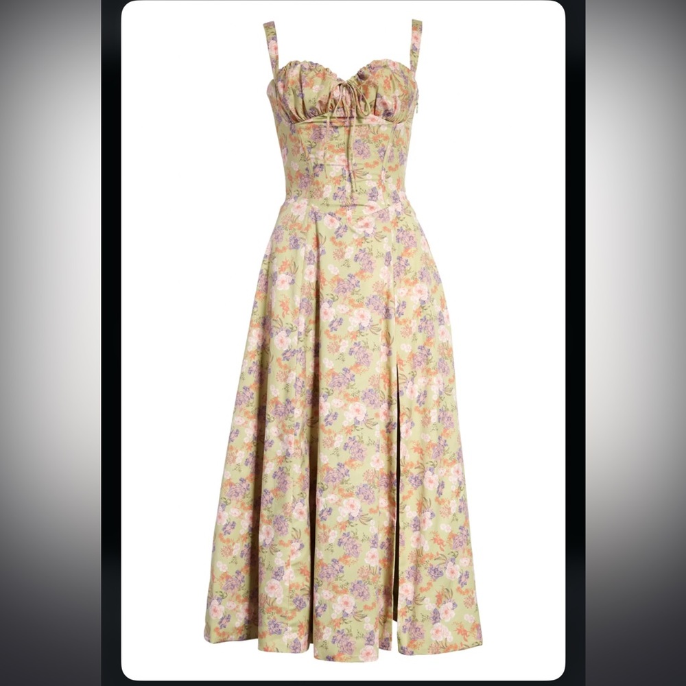 NWT House of CB Carmen peony print bustier dress